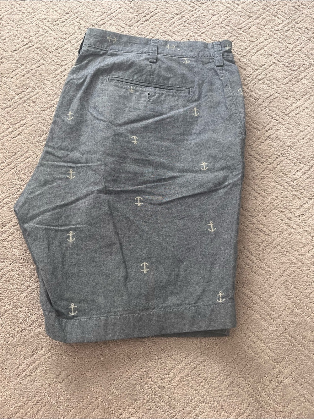 J. Crew Men's Gray Anchor Embroidered Flat-Front Shorts
